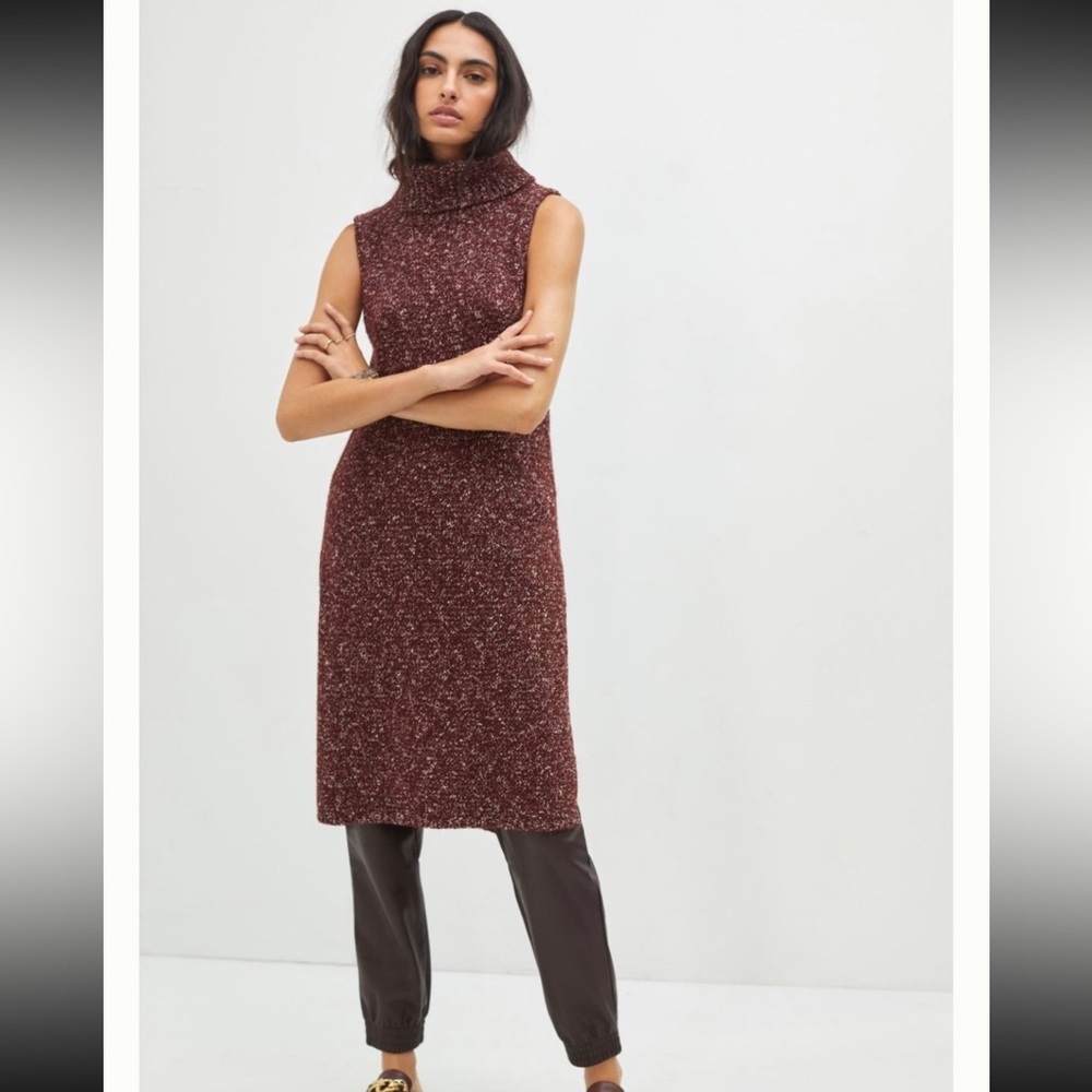 Anthropologie Large Wine Flowy Maxi Tunic Sweater Dress‎